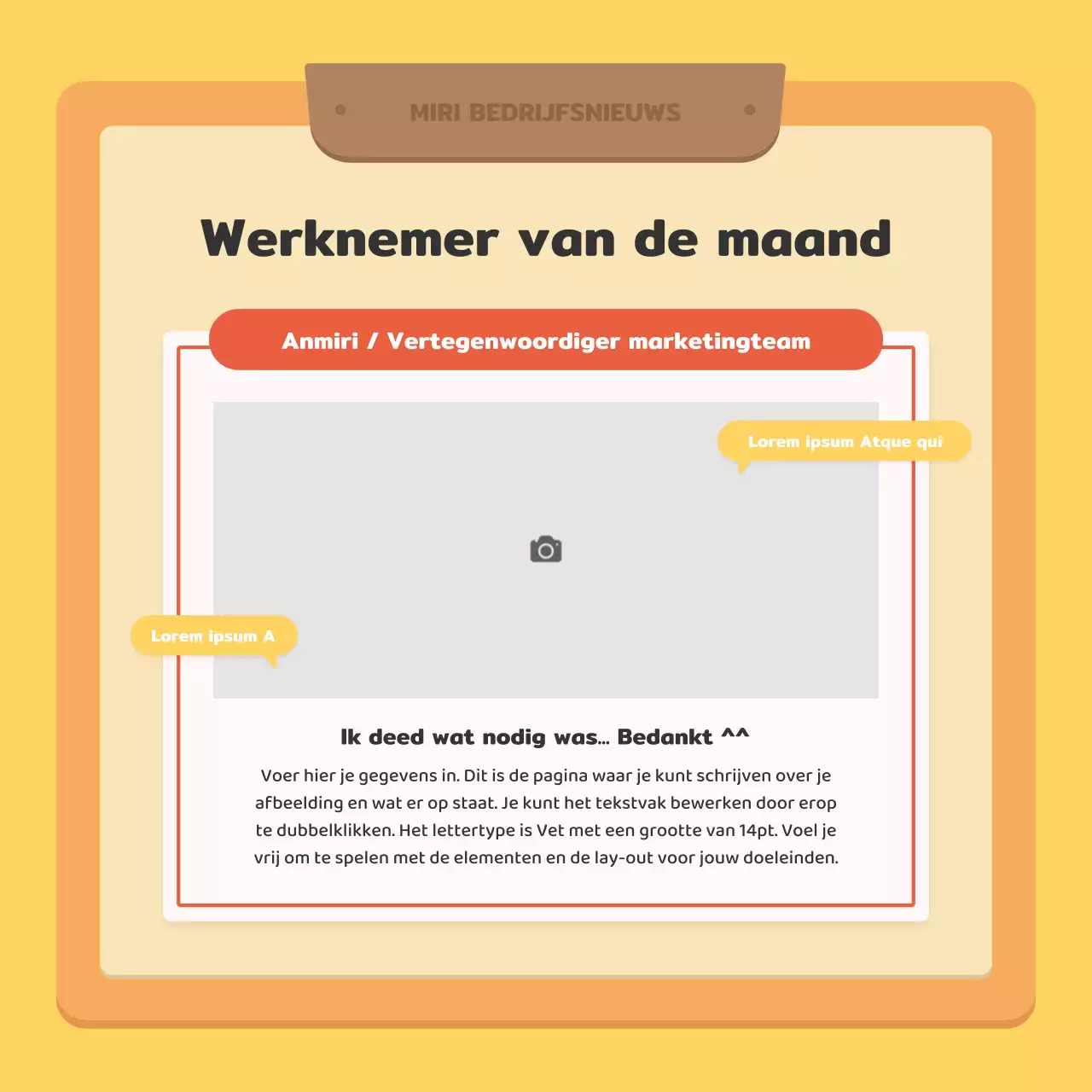 Een kitscherige zakelijke nieuwsbrief in rood en geel