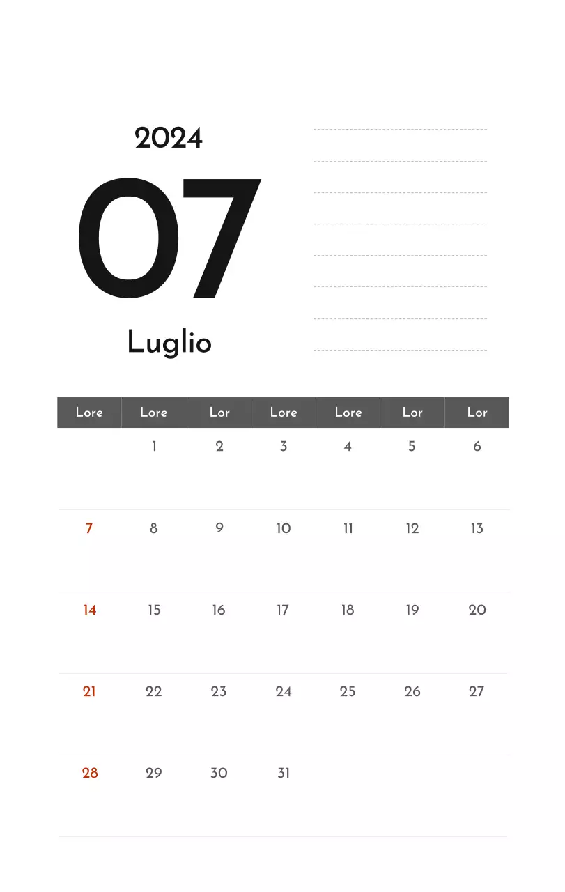 Un semplice calendario aziendale in grigio