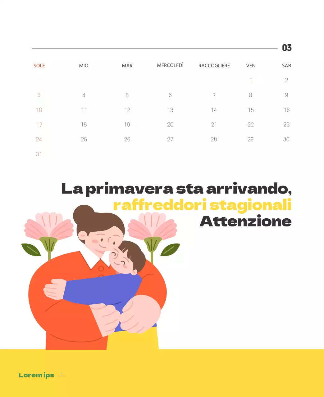 Un ospedale festivo con illustrazioni a tema salute e famiglia e accenti colorati