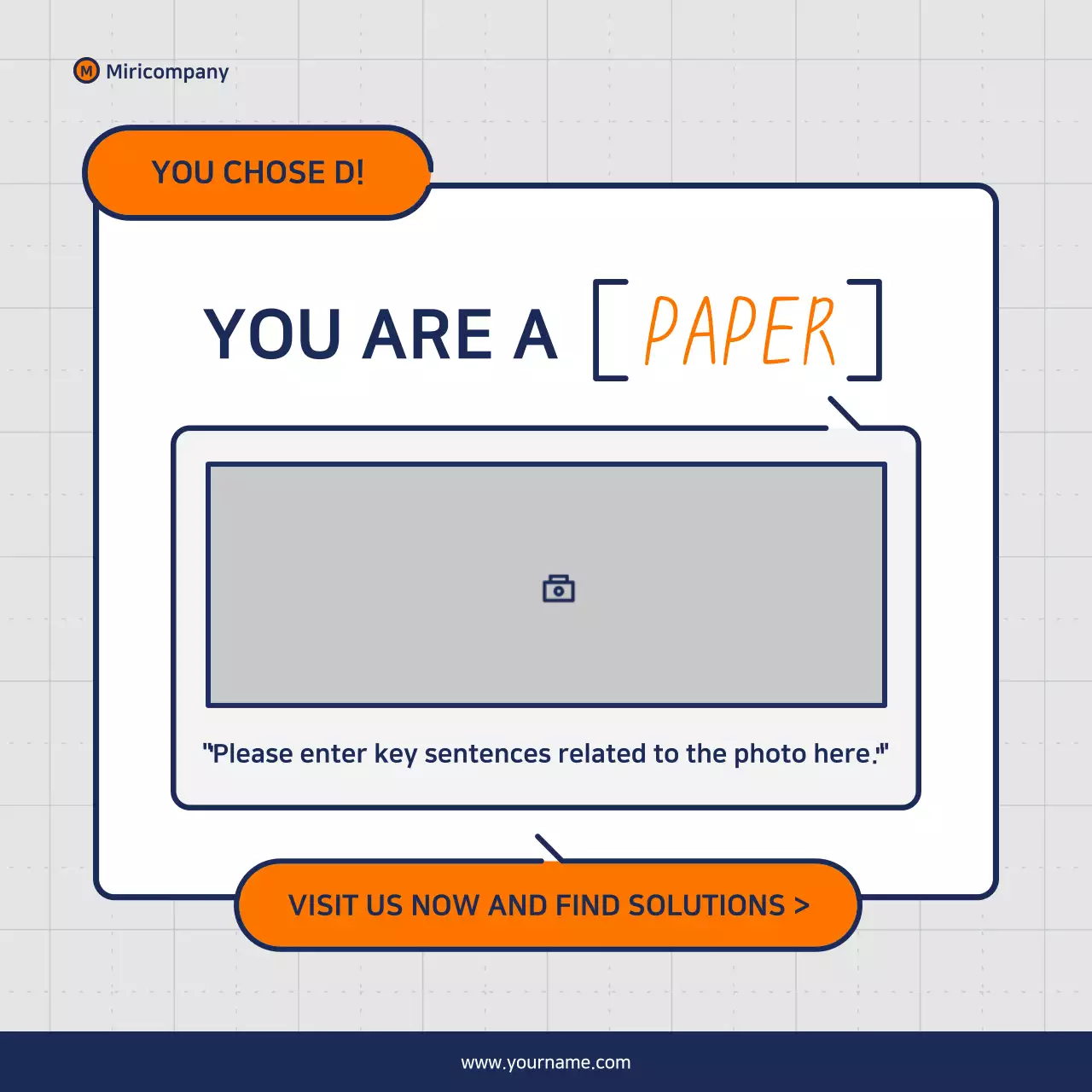 Minimalist business pitch proposal in orange and navy blue