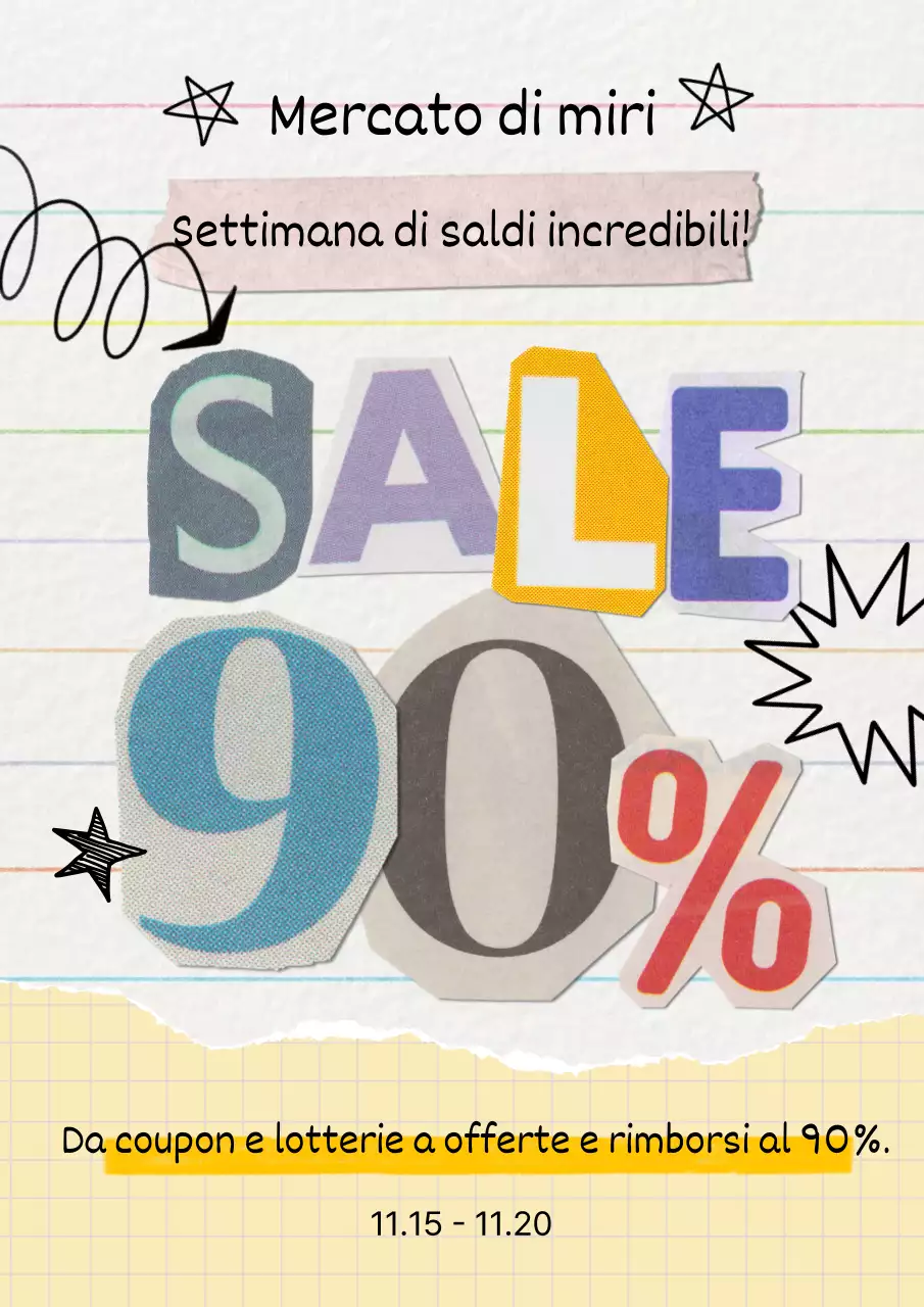 Promuovere uno sconto vintage in giallo e malva