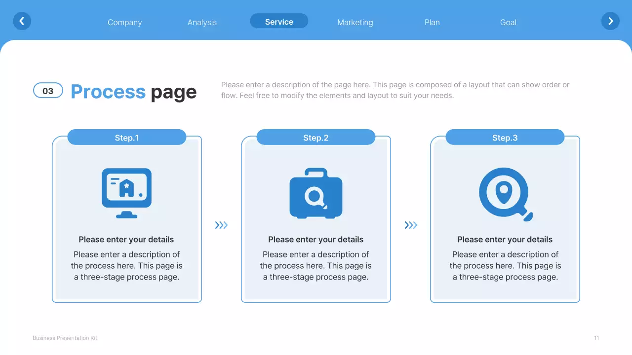 A simple white and light blue website company profile
