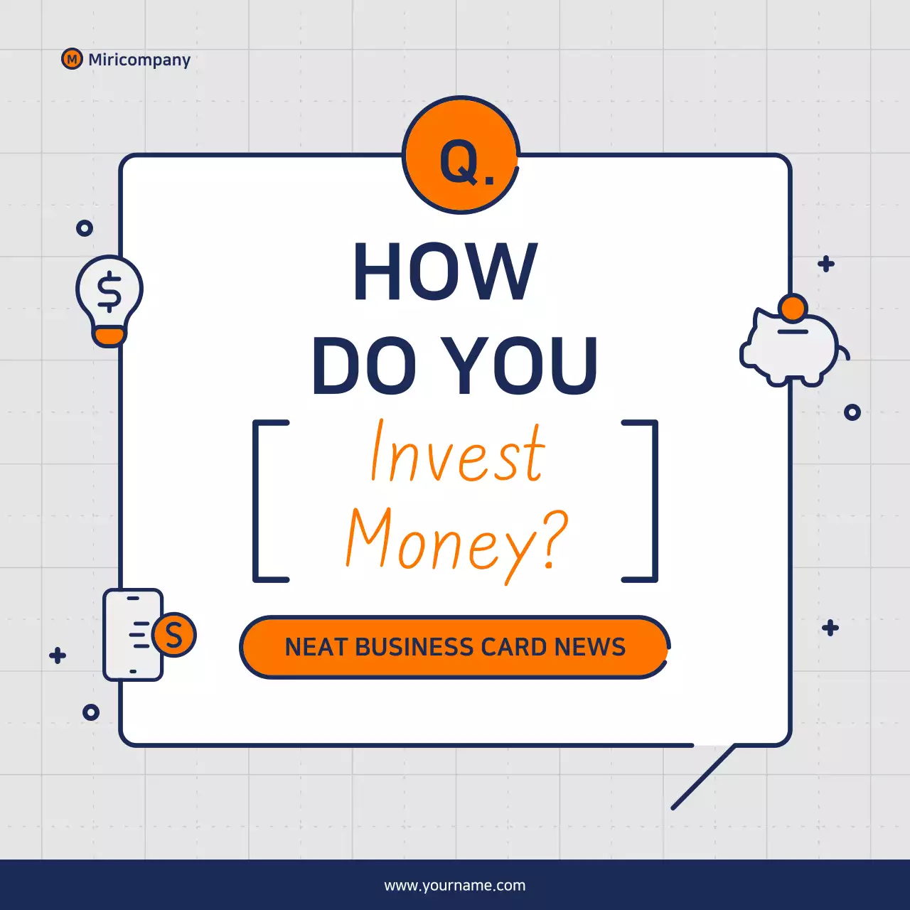 Minimalist business pitch proposal in orange and navy blue