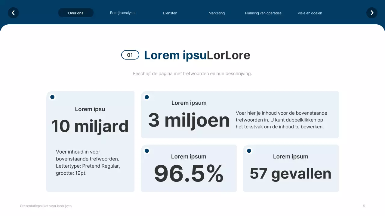 Eenvoudige witte en marineblauwe website bedrijfsprofiel