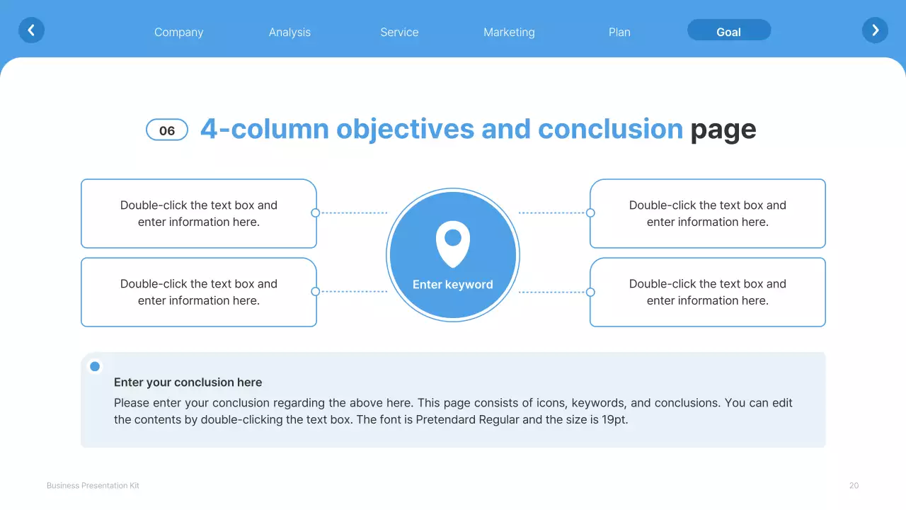 A simple white and light blue website company profile