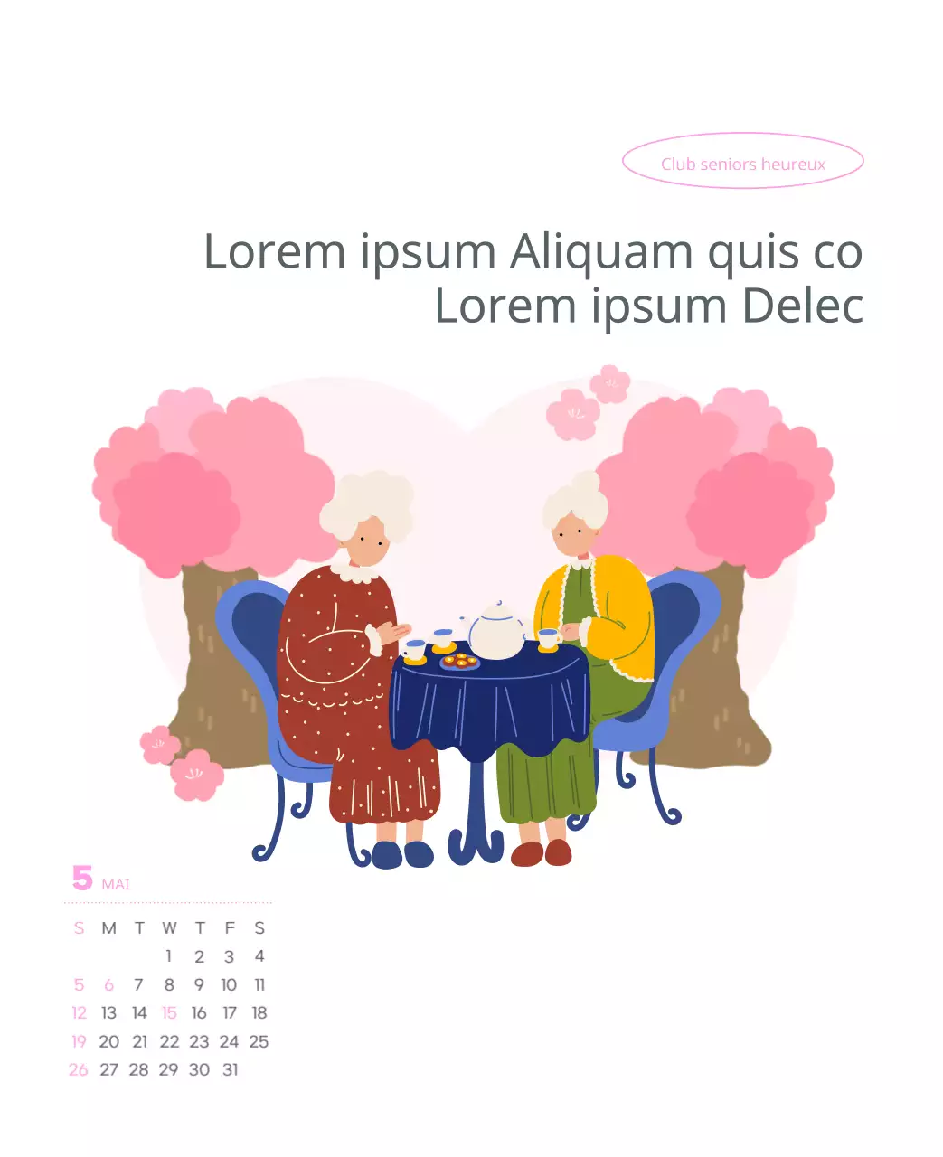 Calendrier de travail avec de belles illustrations