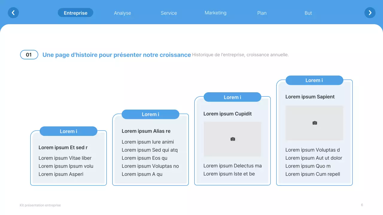 Site web simple, blanc et bleu clair, profil d'entreprise