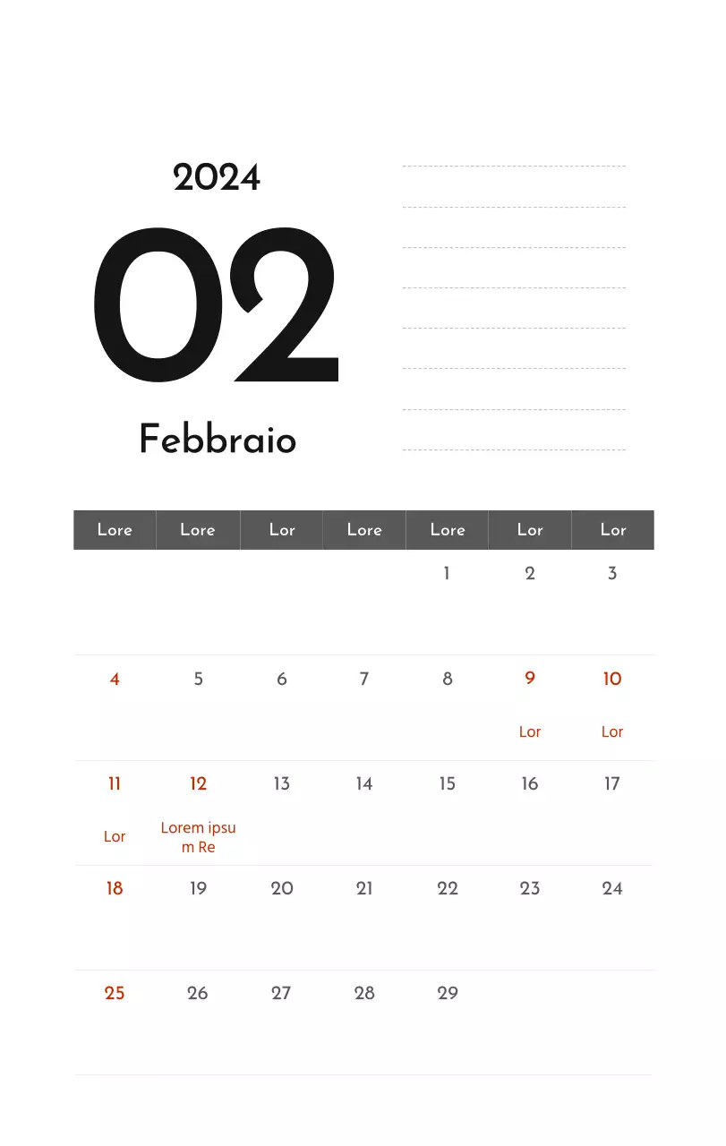Un semplice calendario aziendale in grigio