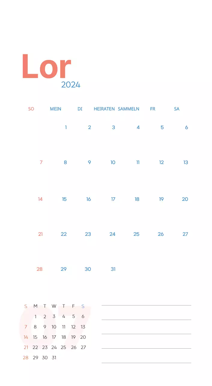 Arbeitskalender mit schönen Illustrationen