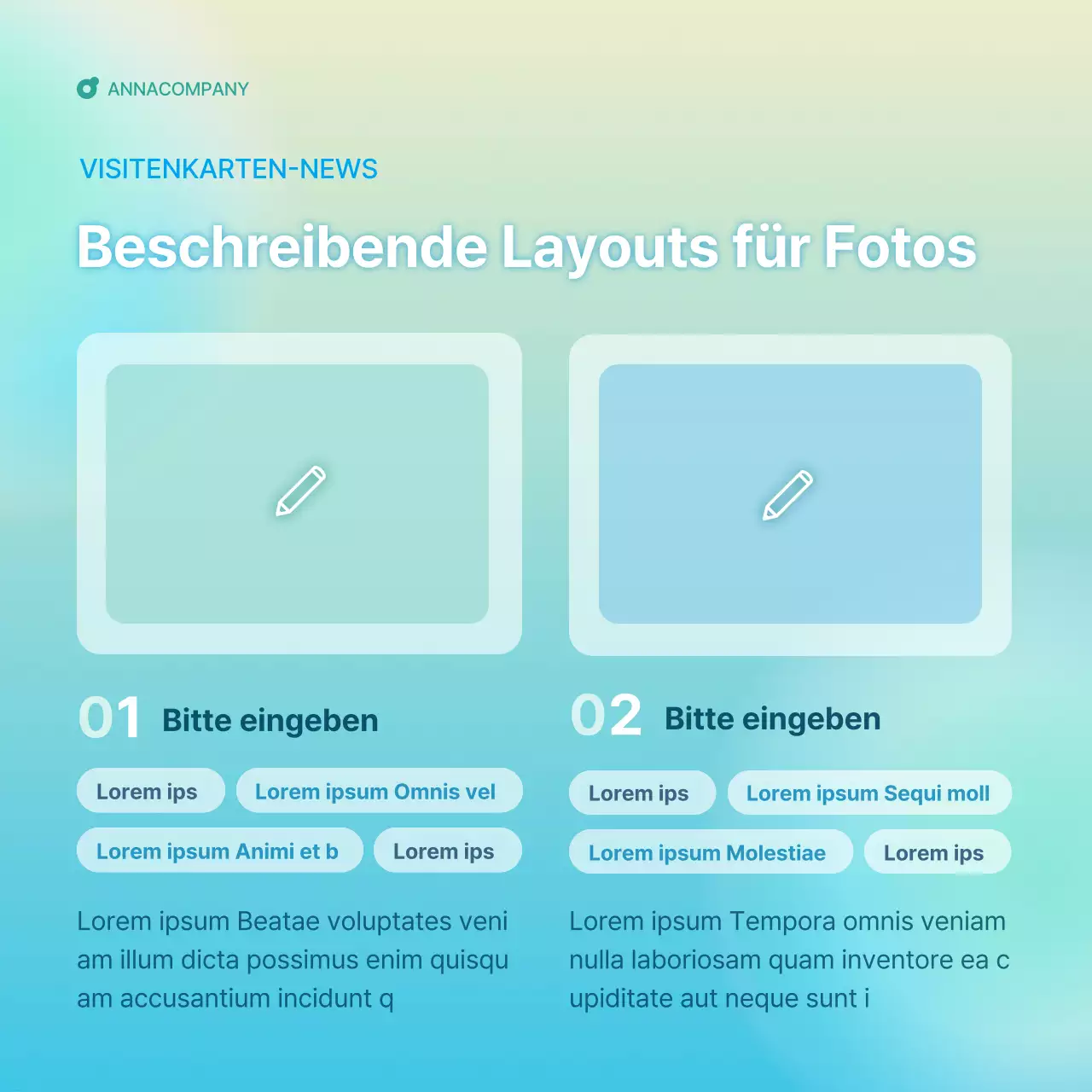 Ein schlichter Leitfaden für den Corporate Newsletter in Hellblau und Mintgrün