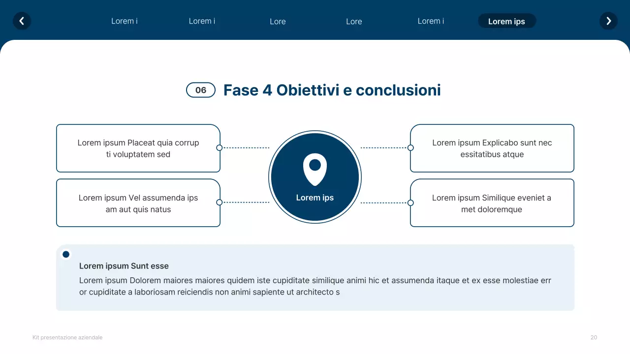 Profilo aziendale semplice in bianco e blu navy