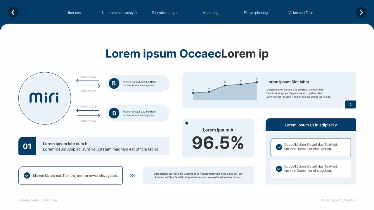 Einfache weiße und marineblaue Website Firmenprofil
