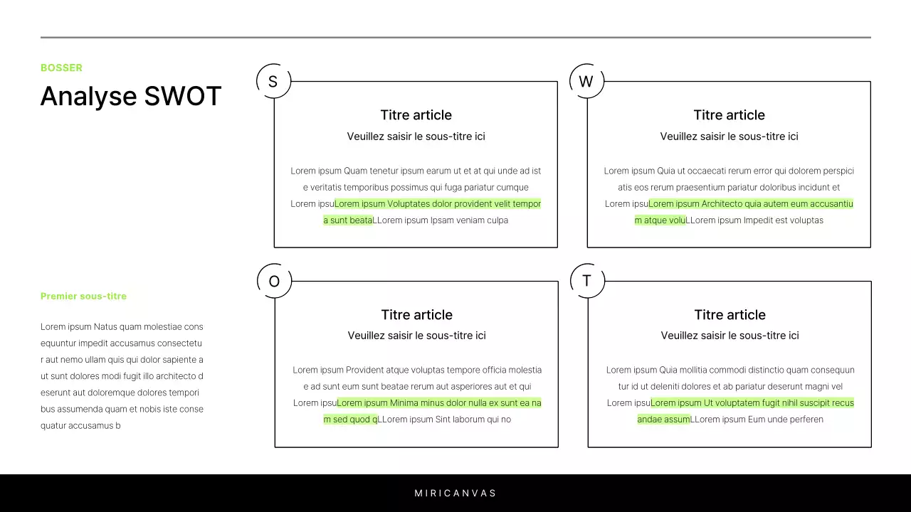 Un simple rapport blanc et chartreuse pour introduire un projet