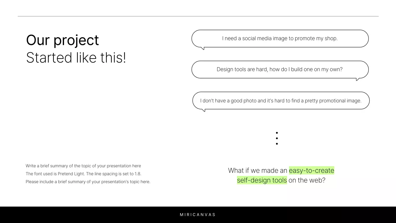 A simple white and chartreuse report to introduce your project