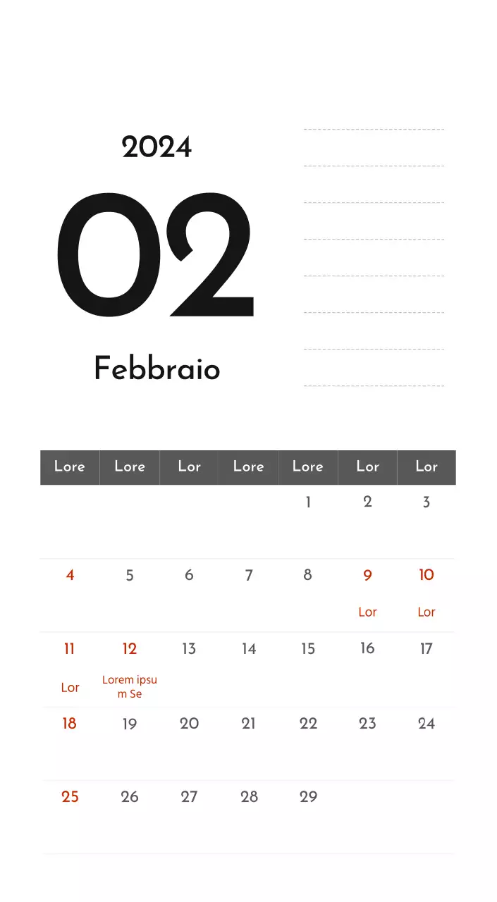 Un semplice calendario aziendale in grigio