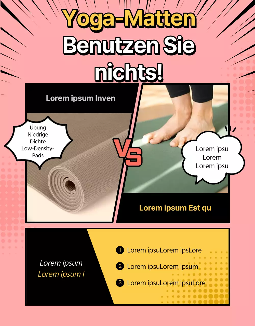 Werbung für eine pinke Yogamatte, die zum Würgen einlädt