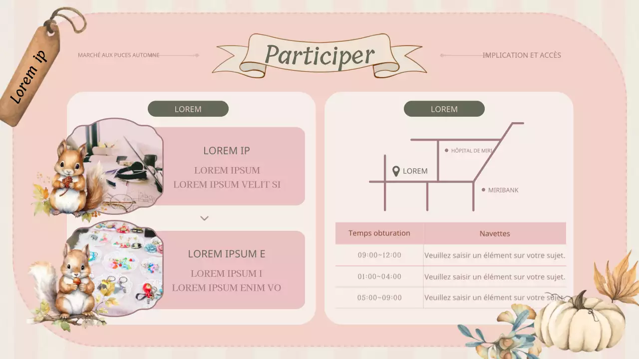 Planificateur de marché aux puces classique d'automne en rose et kaki