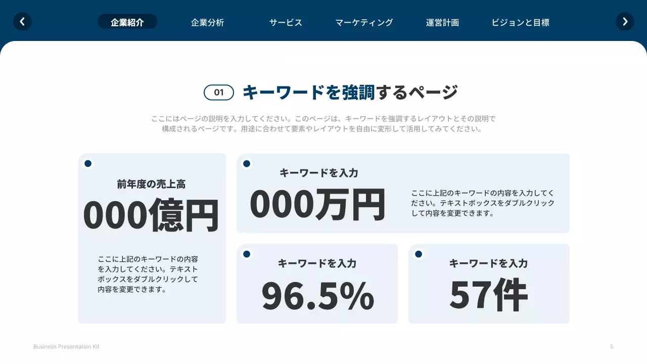 青 シンプル ウェブサイト プレゼンテーション