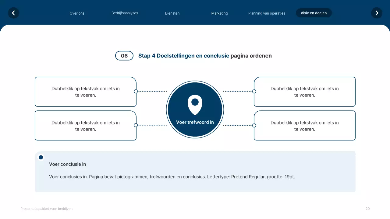 Eenvoudige witte en marineblauwe website bedrijfsprofiel