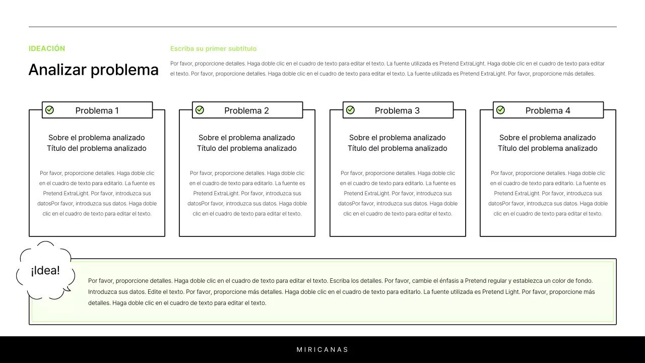 Un sencillo informe en blanco y chartreuse para presentar un proyecto