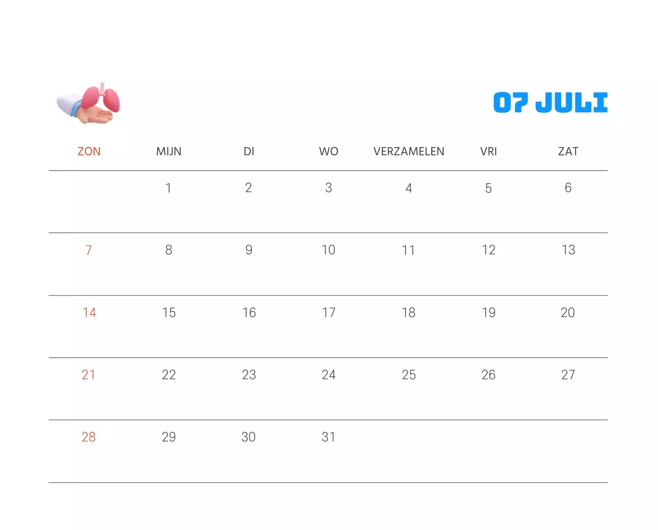 Een feestelijk ziekenhuis met illustraties met gezondheids- en gezinsthema's en kleurrijke accenten