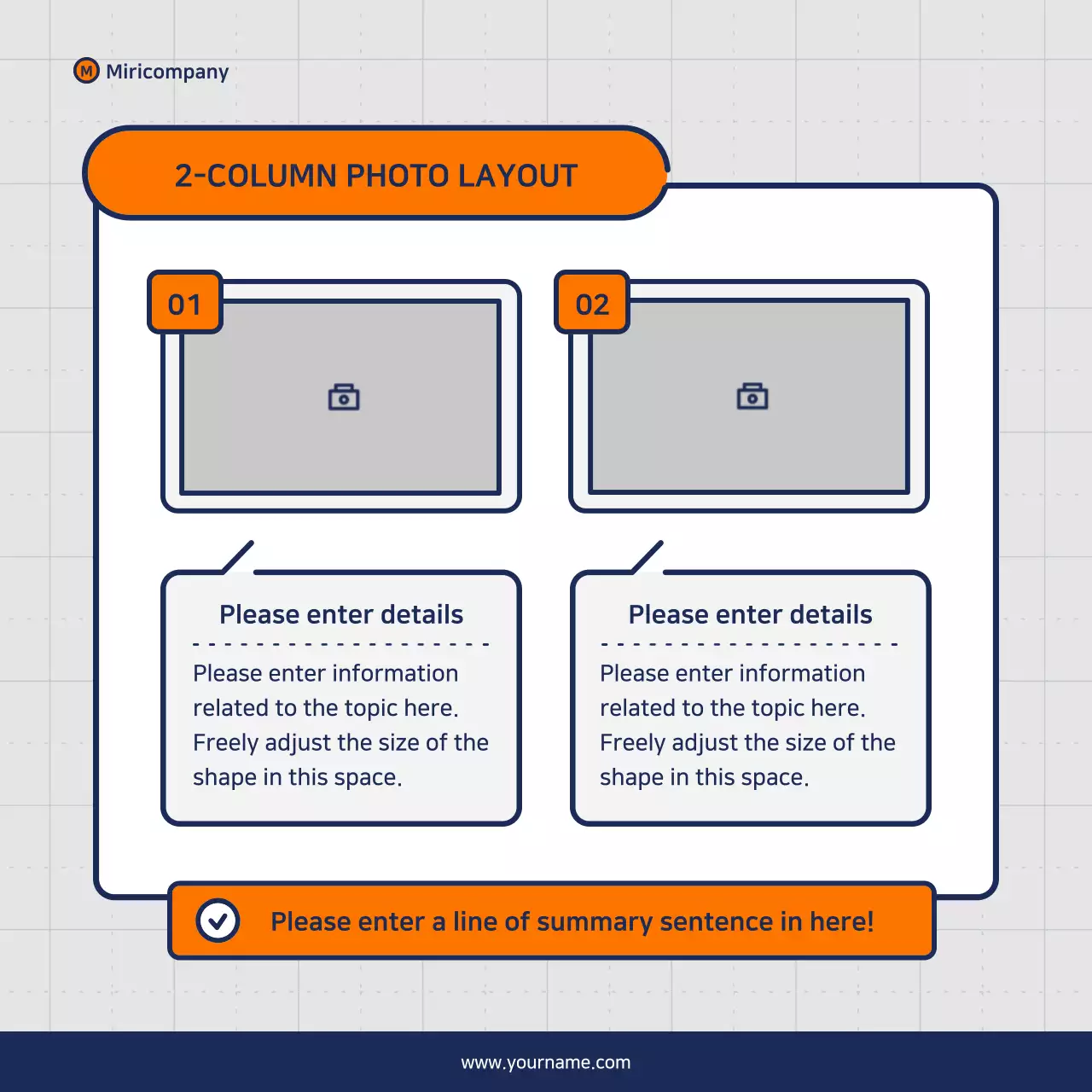 Minimalist business pitch proposal in orange and navy blue