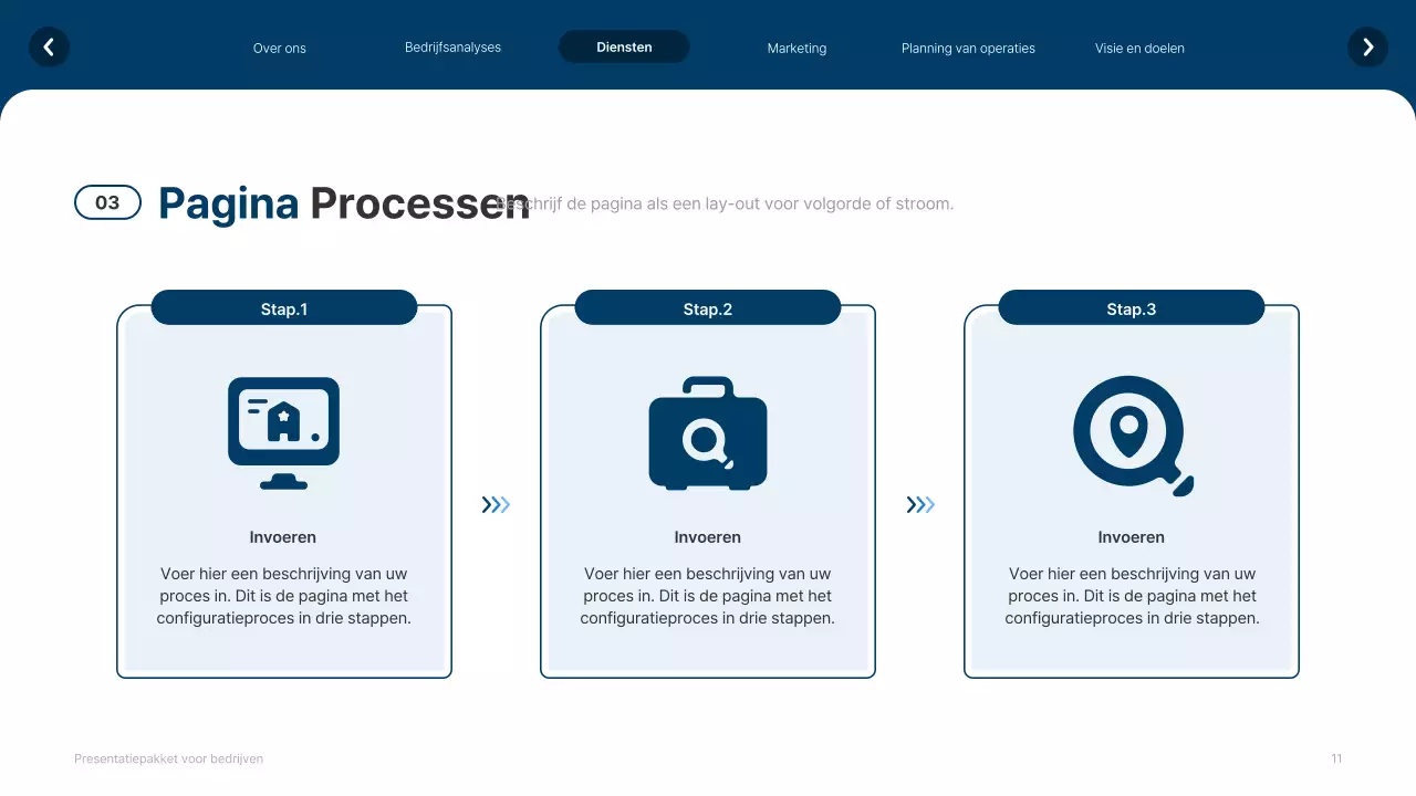 Eenvoudige witte en marineblauwe website bedrijfsprofiel