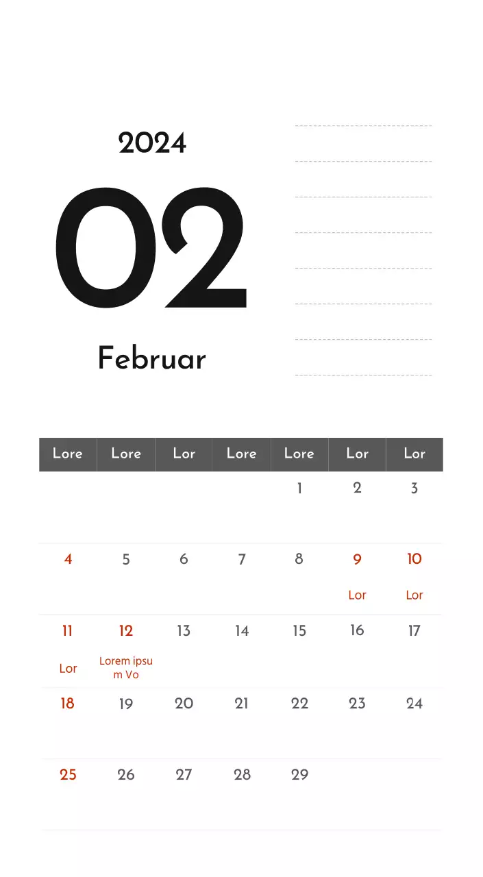 Ein einfacher Unternehmenskalender in Grau