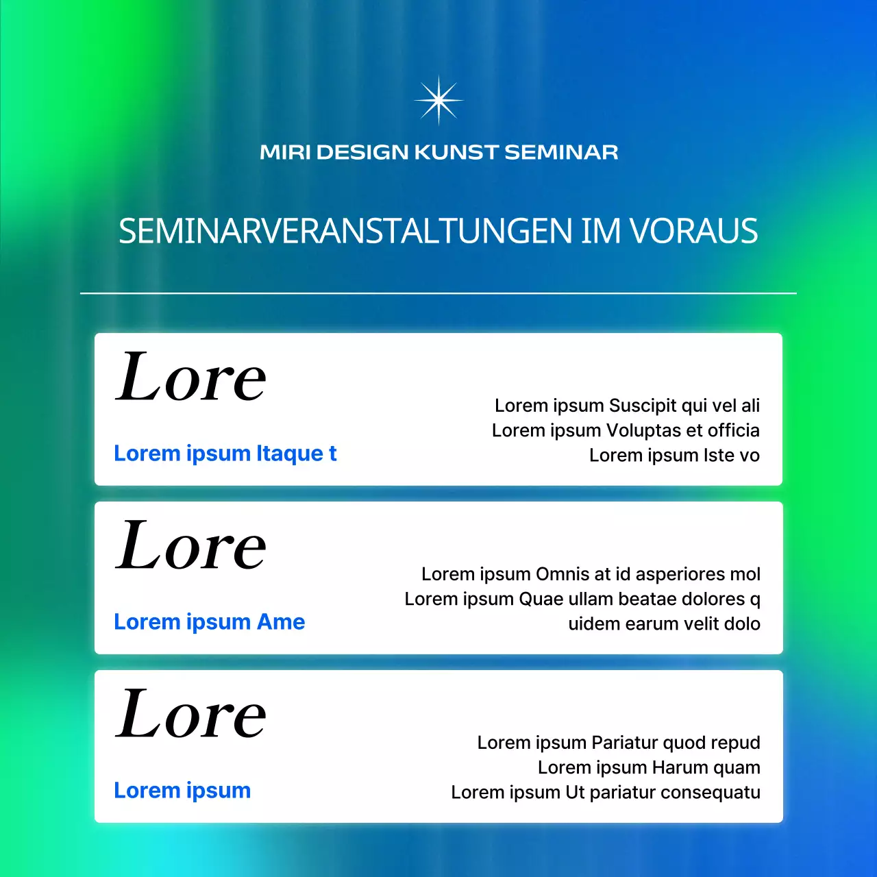 Förderung von Kunstseminaren in kybernetischem Blau und Chartreuse