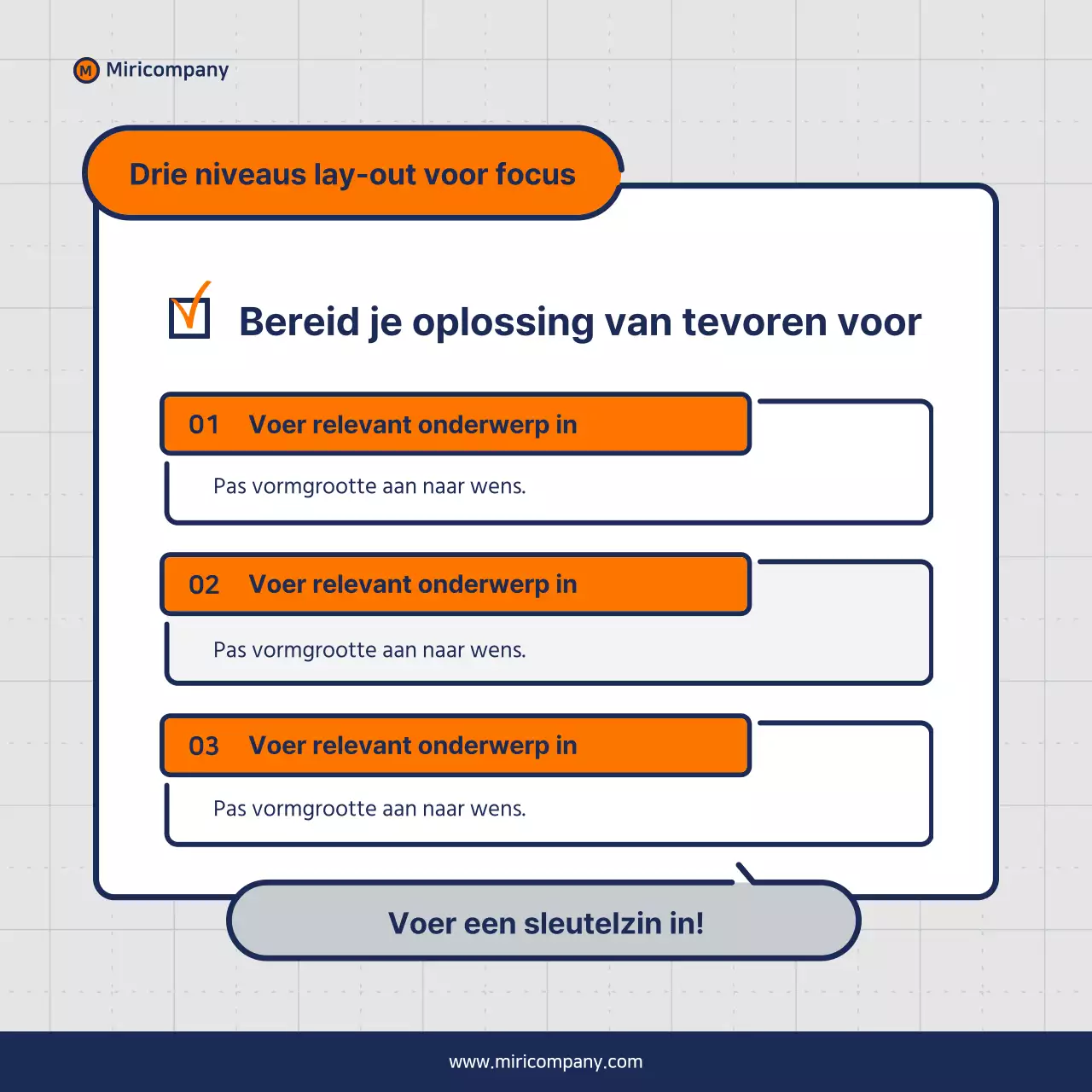 Minimalistisch voorstel voor een zakelijke pitch in oranje en marineblauw