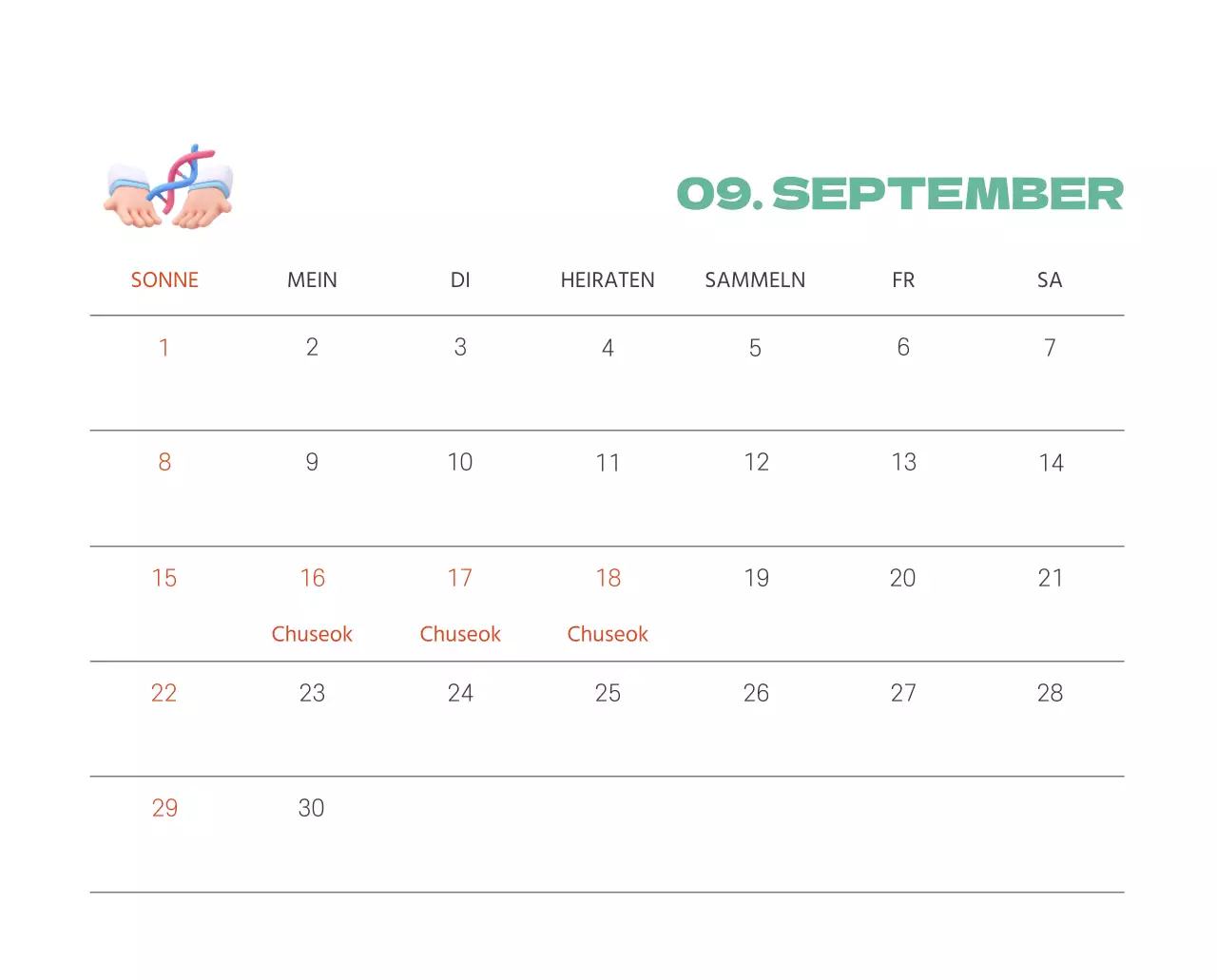 Ein festliches Krankenhaus mit Illustrationen zum Thema Gesundheit und Familie und farbenfrohen Akzenten