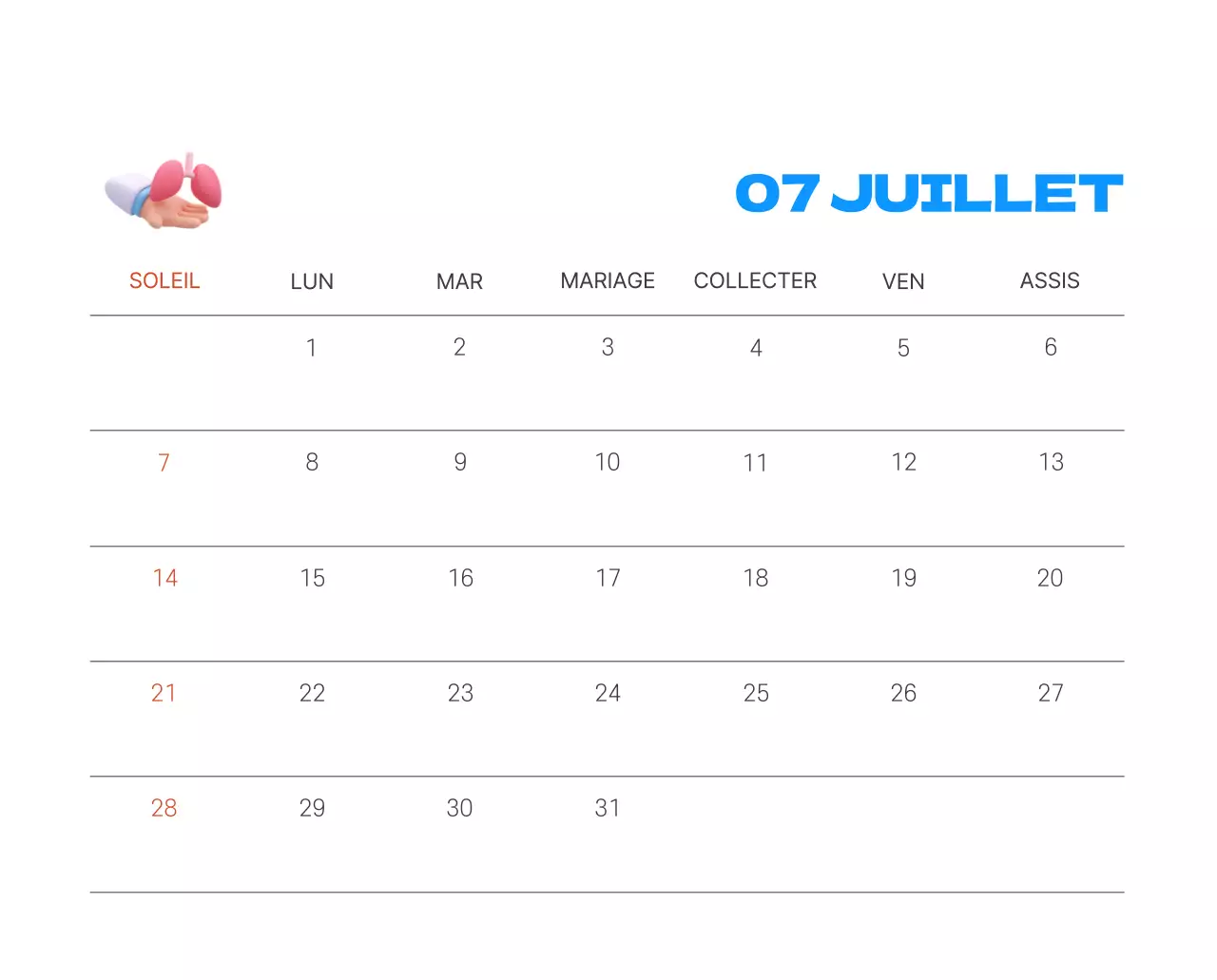 Un hôpital festif avec des illustrations sur le thème de la santé et de la famille et des accents colorés.