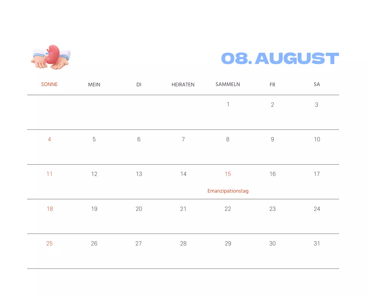 Ein festliches Krankenhaus mit Illustrationen zum Thema Gesundheit und Familie und farbenfrohen Akzenten