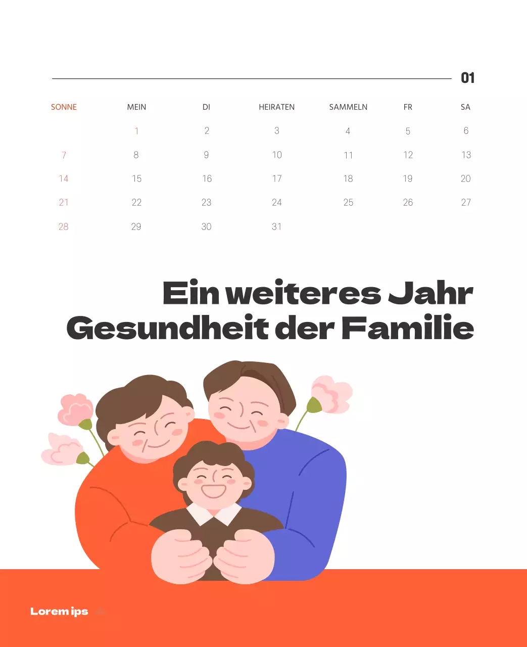 Ein festliches Krankenhaus mit Illustrationen zum Thema Gesundheit und Familie und farbenfrohen Akzenten