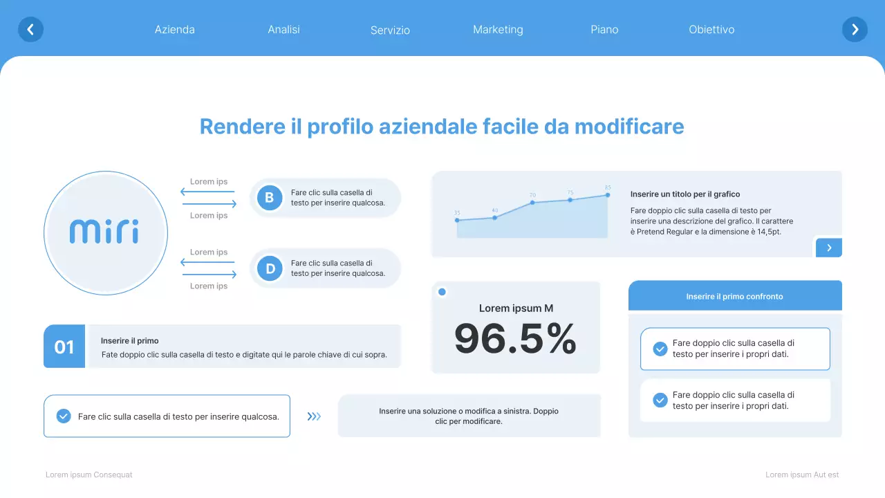 Profilo aziendale semplice in bianco e azzurro