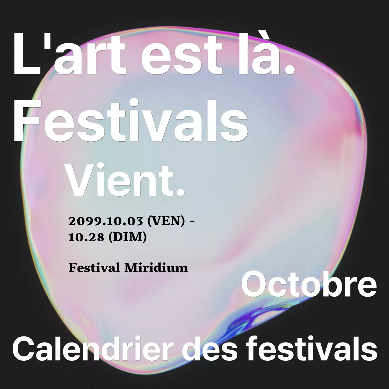 Annonce d'un festival d'art kitsch avec un arc-en-ciel de couleurs roses
