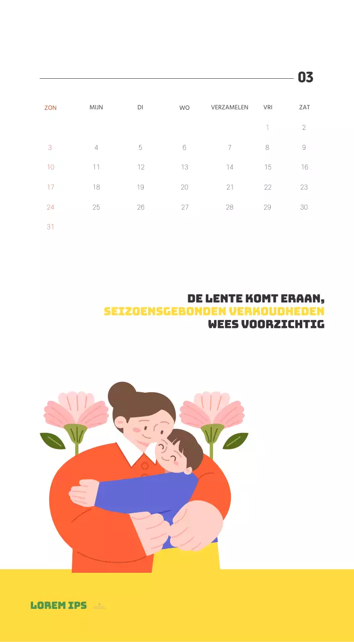 Een feestelijk ziekenhuis met illustraties met gezondheids- en gezinsthema's en kleurrijke accenten