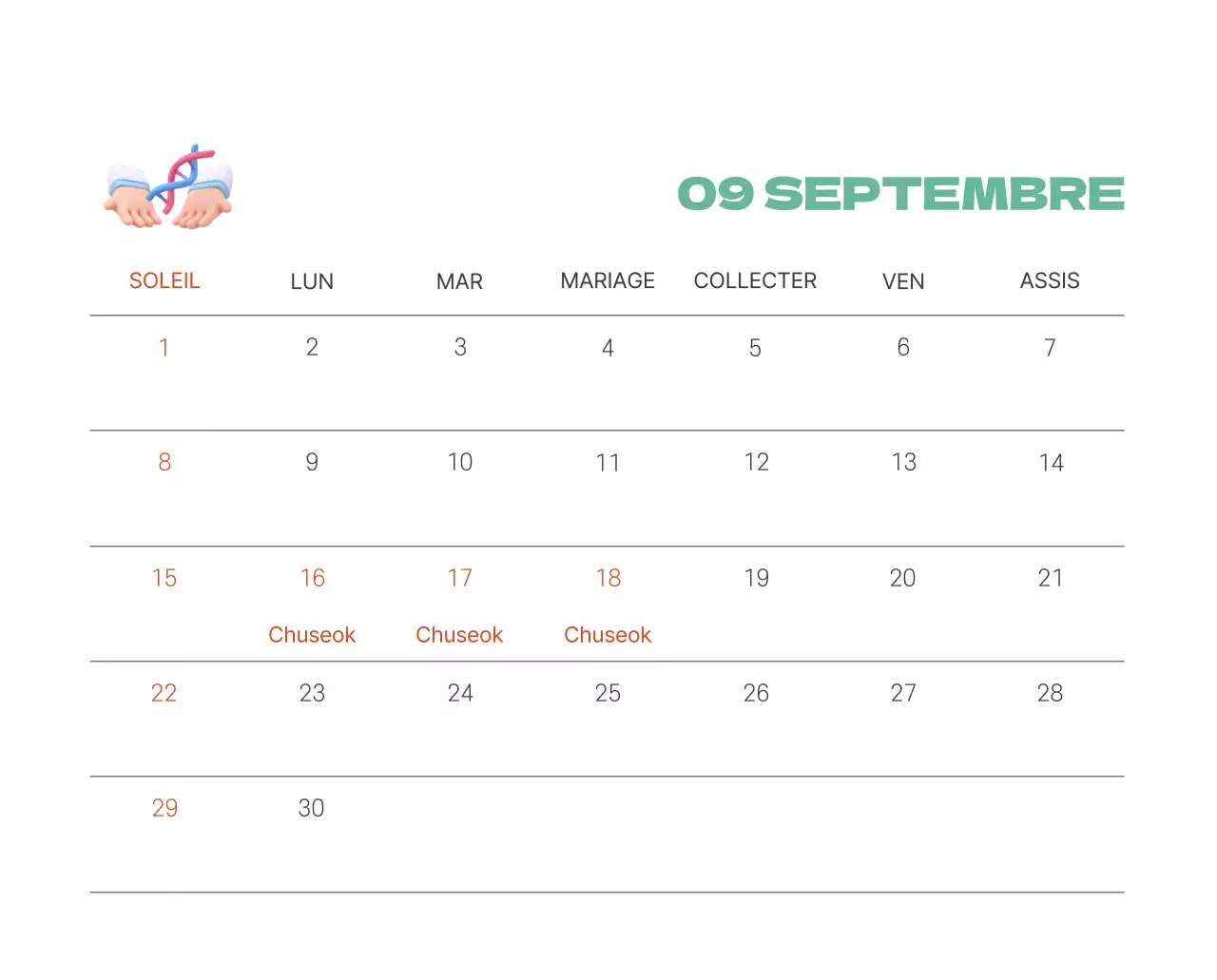 Un hôpital festif avec des illustrations sur le thème de la santé et de la famille et des accents colorés.