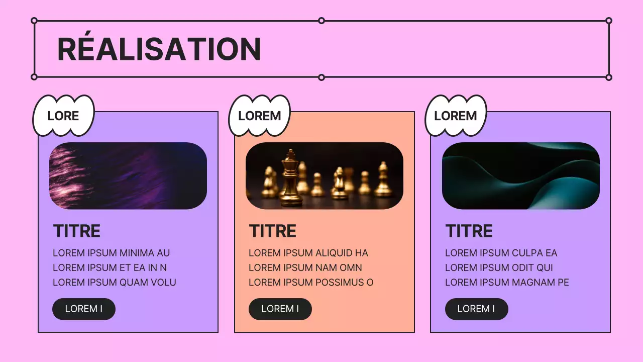 Un pitch d'entreprise rose et mauve kitsch avec un profil d'entreprise