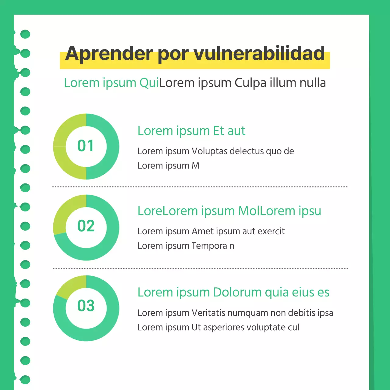 Guía de preparación para un examen práctico sencillo verde y amarillo