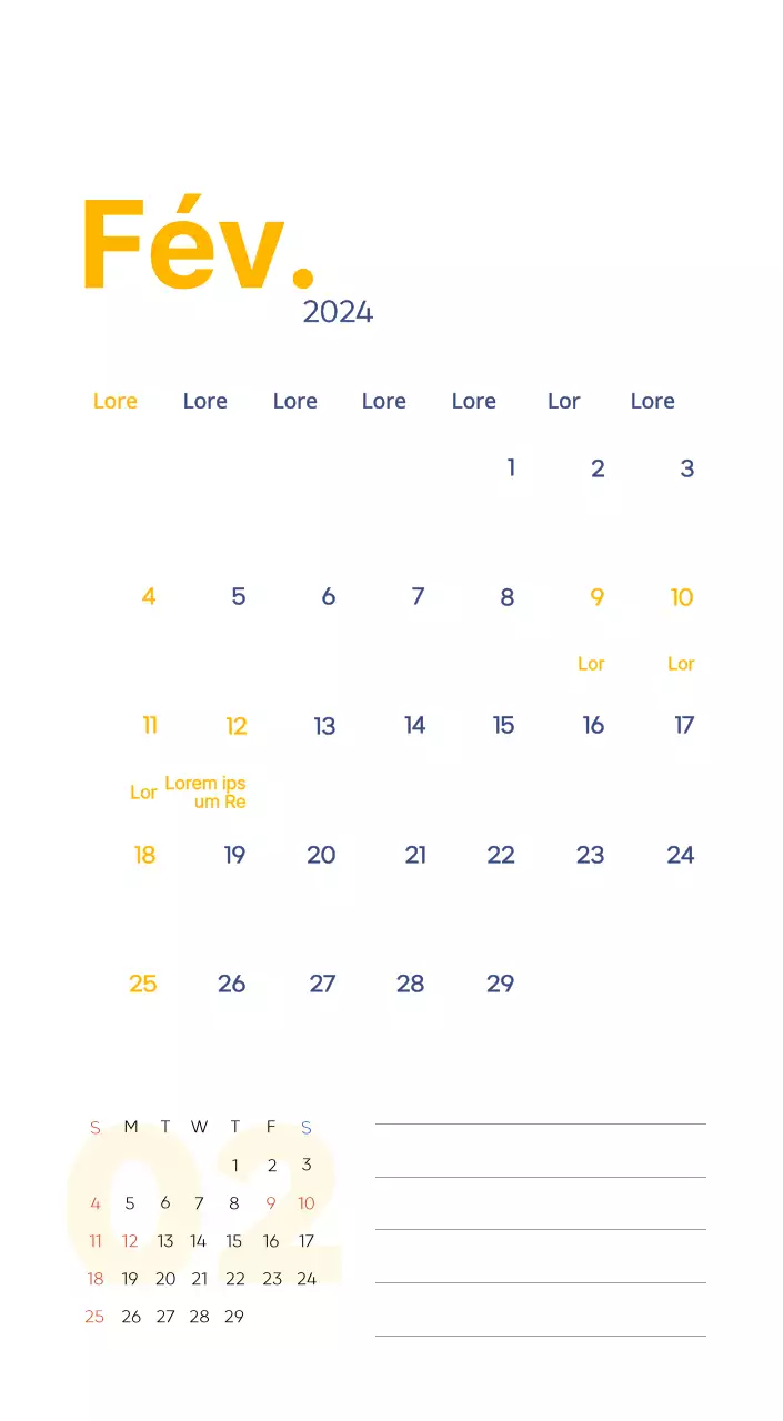 Calendrier de travail avec de belles illustrations