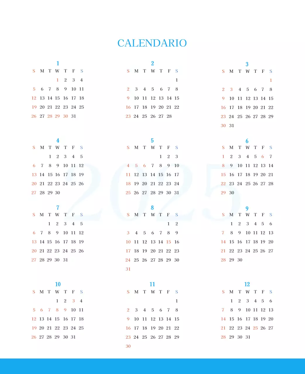 Calendario eclesiástico azul de concepto moderno