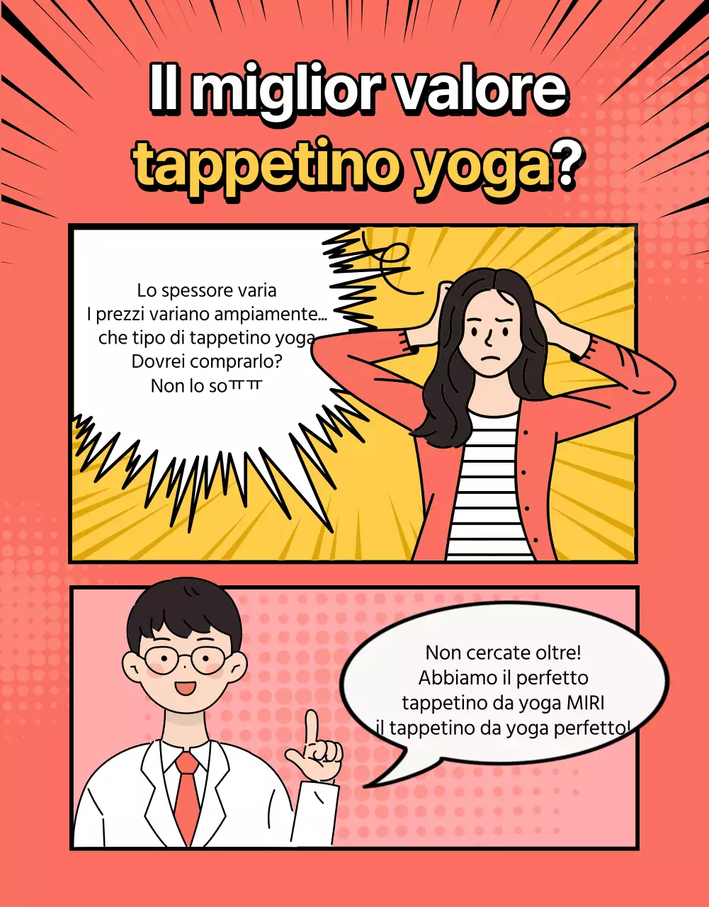 Promuovere un tappetino da yoga rosa che fa venire i conati di vomito.