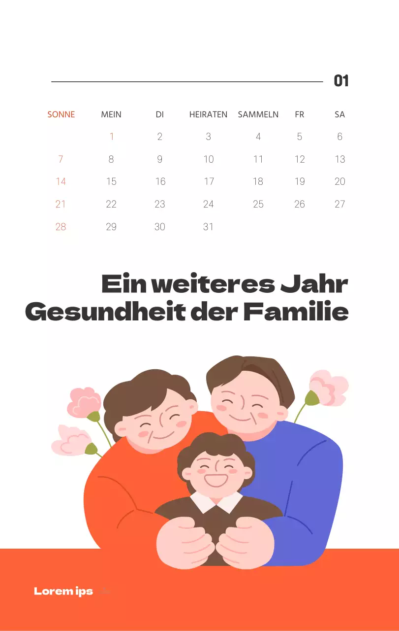 Ein festliches Krankenhaus mit Illustrationen zum Thema Gesundheit und Familie und farbenfrohen Akzenten