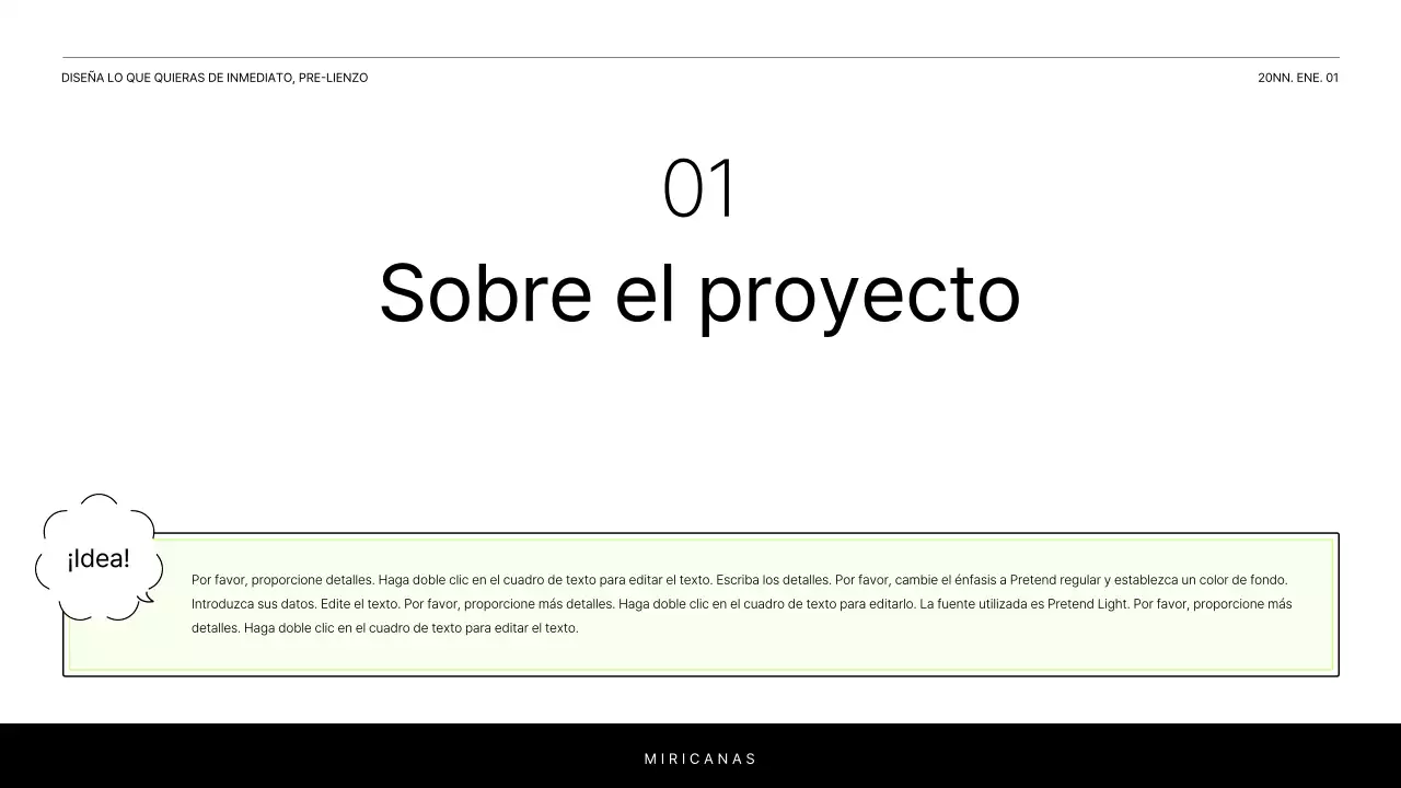 Un sencillo informe en blanco y chartreuse para presentar un proyecto