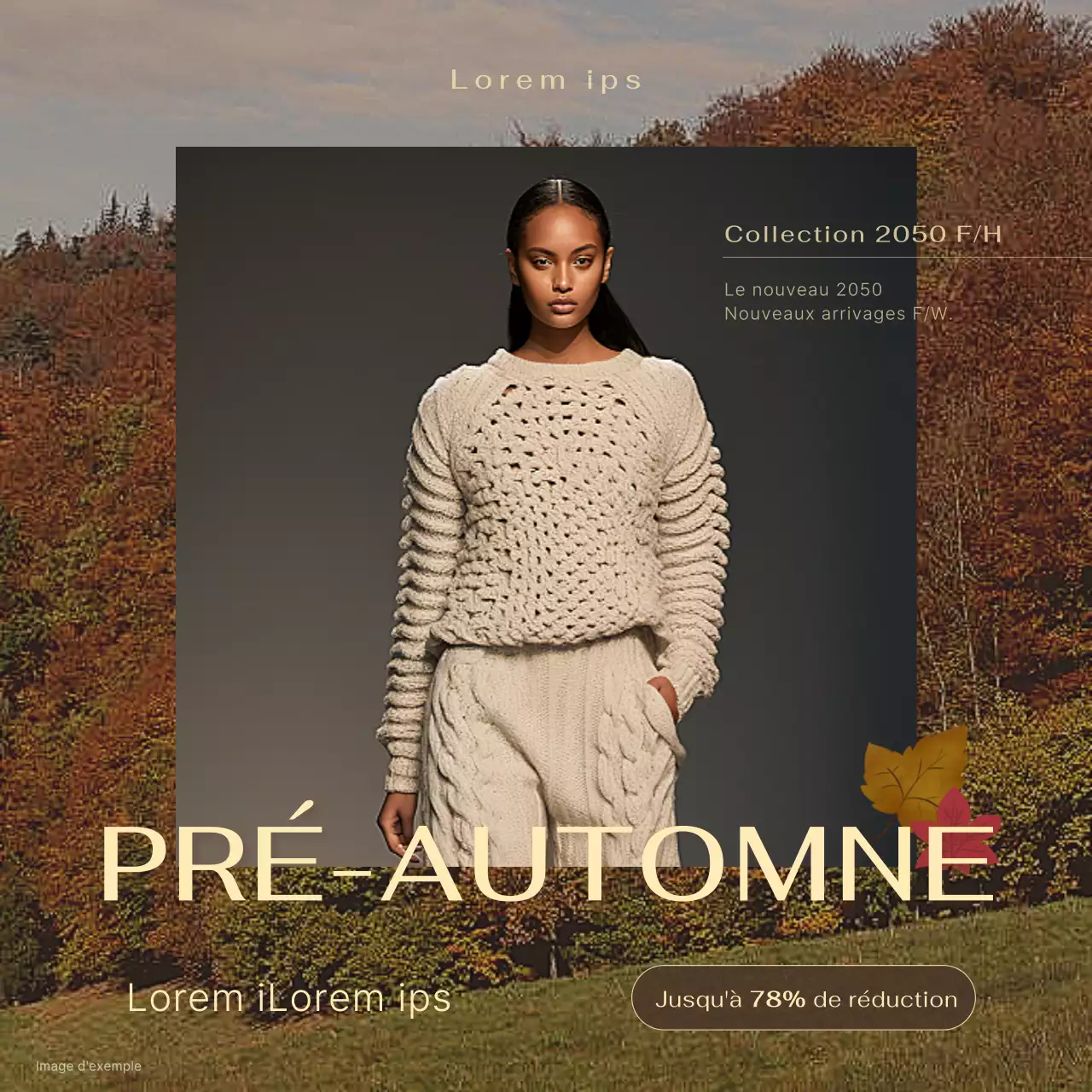Promouvoir un événement moderne et tendance sur le thème de l'automne en marron et kaki