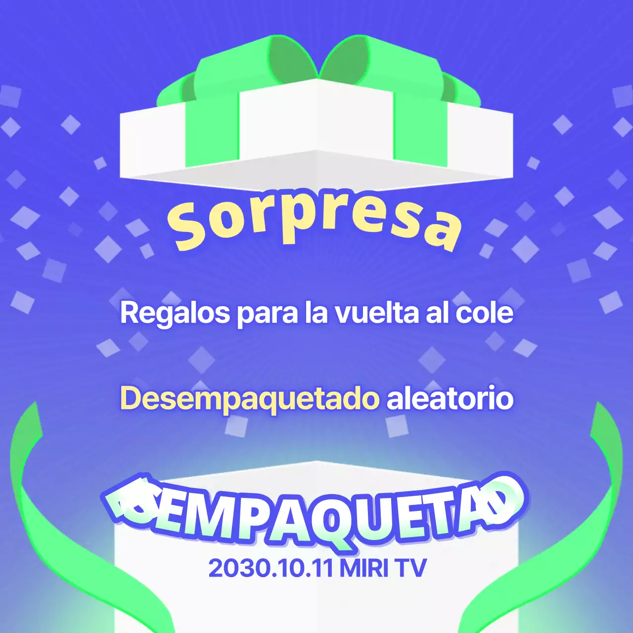 Promueva el unboxing de regalos bonitos en chartreuse y morado