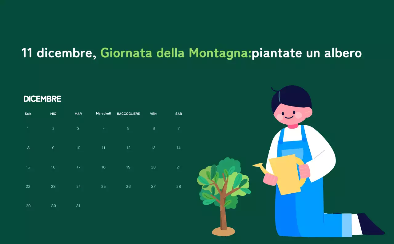 Celebrazione delle festività natalizie con illustrazioni colorate di persone e del pianeta.