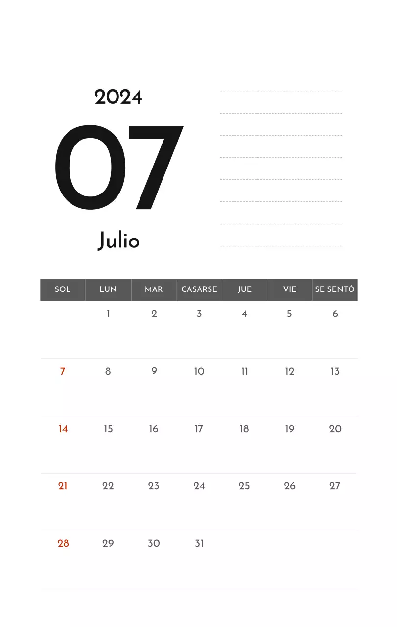 Un sencillo calendario corporativo en gris