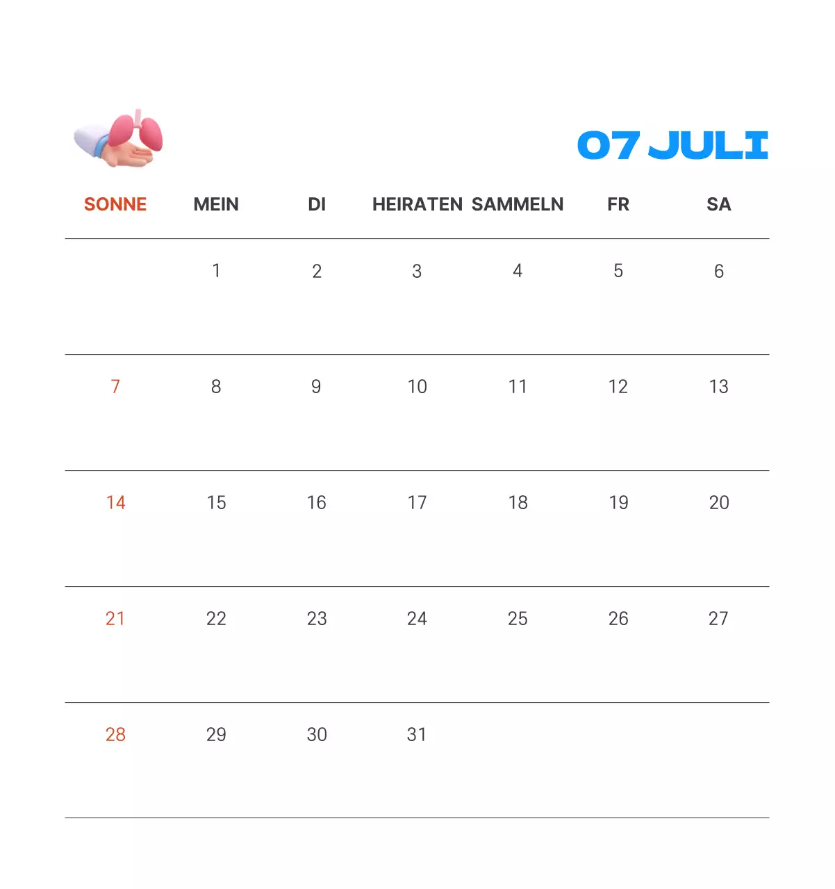 Ein festliches Krankenhaus mit Illustrationen zum Thema Gesundheit und Familie und farbenfrohen Akzenten